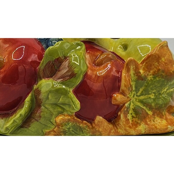 Essential Home 3-D Fall Leaves & Fruit Figural Covered Butter Dish Thanksgiving - Picture 9 of 11